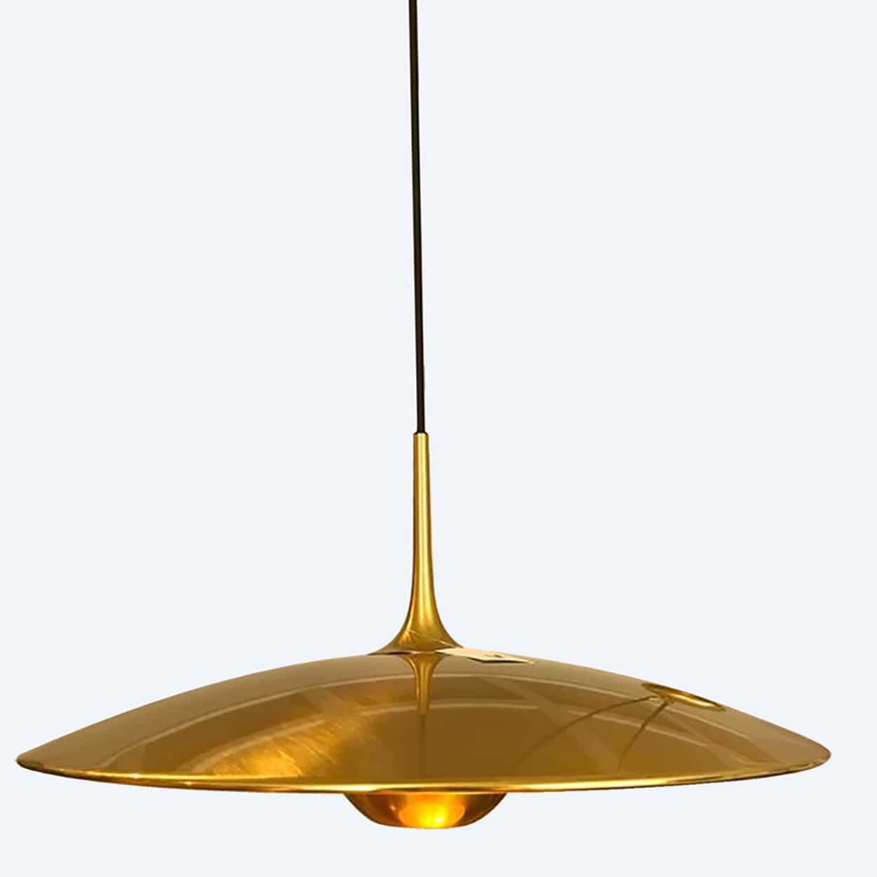 1 of the 3 Brass Onos Fixtures by Florian Schulz with Black Cord