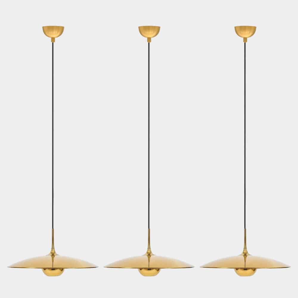 1 of the 3 Brass Onos Fixtures by Florian Schulz with Black Cord