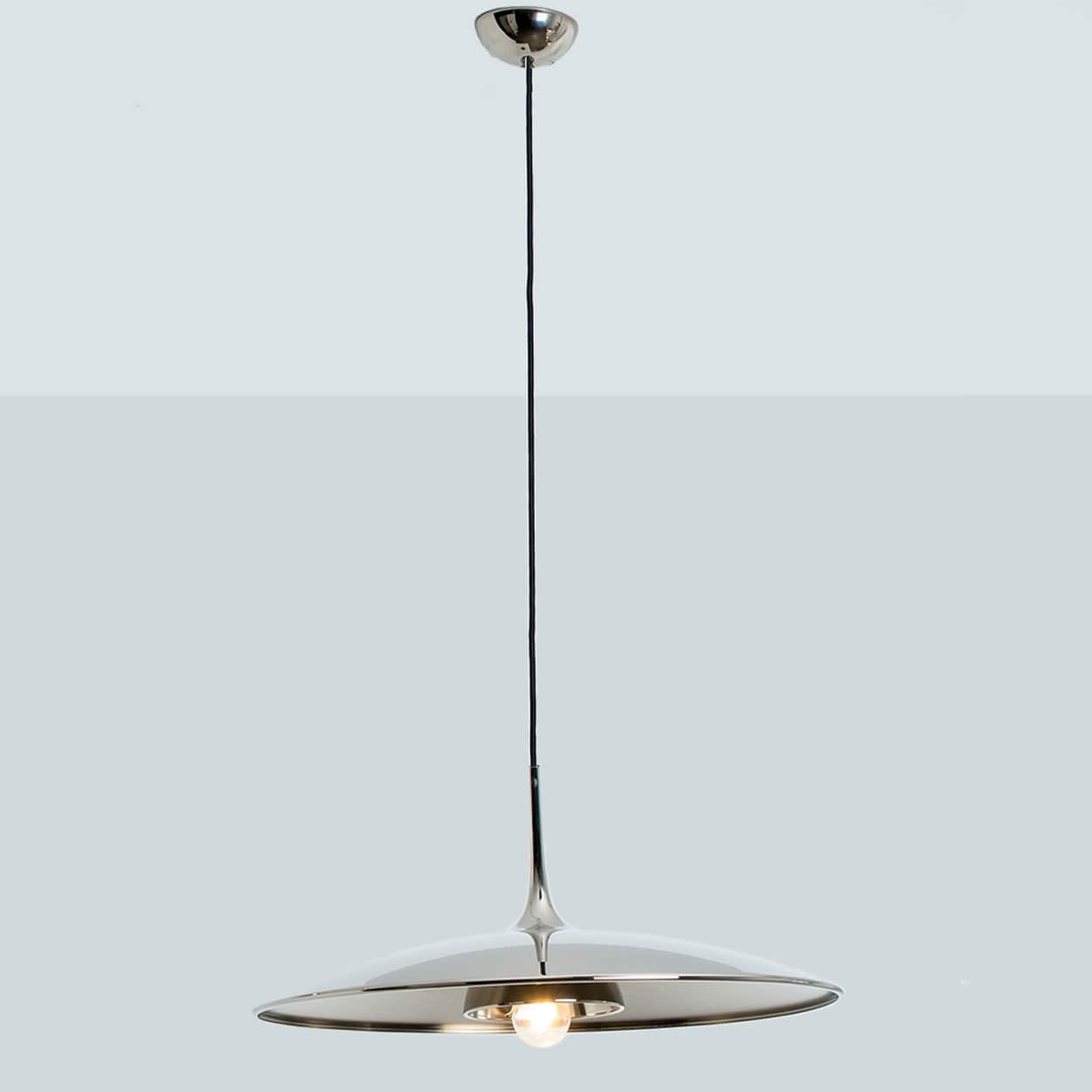 1 of the 3 Chrome Onos Fixtures by Florian Schulz with Black Cord