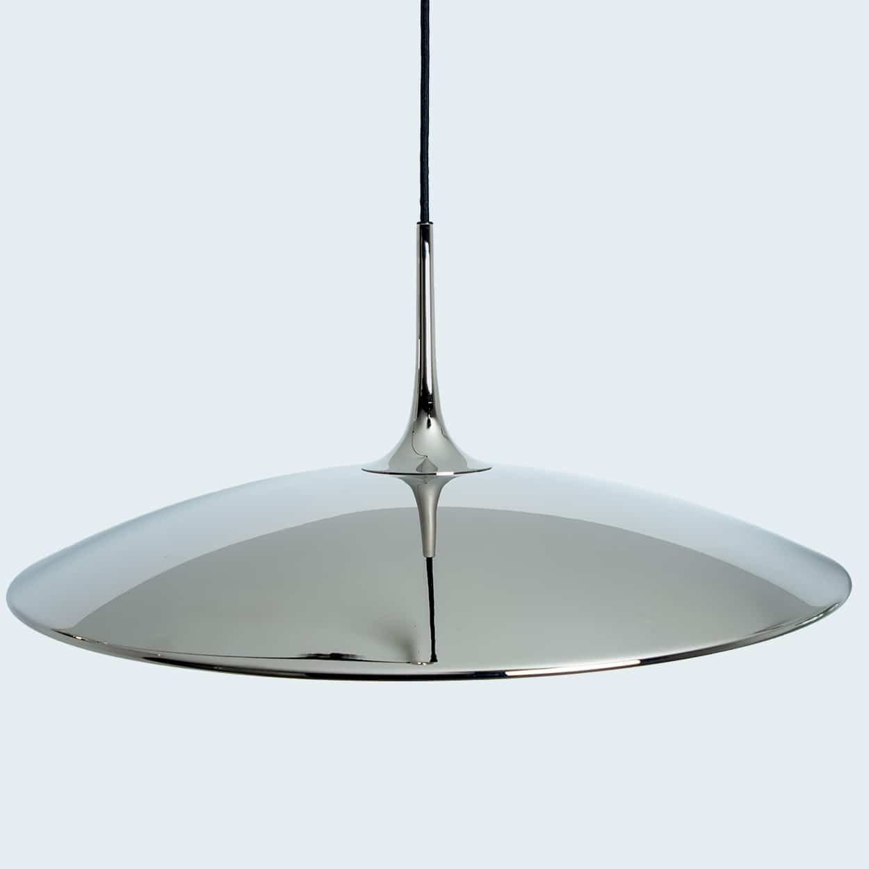1 of the 3 Chrome Onos Fixtures by Florian Schulz with Black Cord
