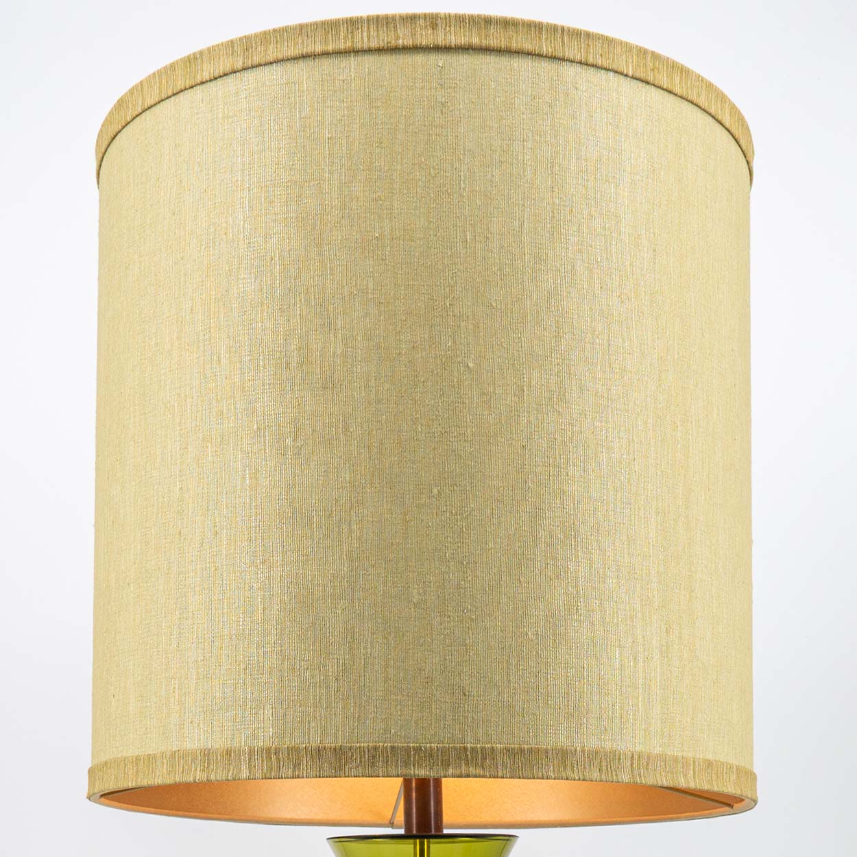 Several 2 XL Glass Green Shaped Table Lamps with Silk Lampshades R. Houben