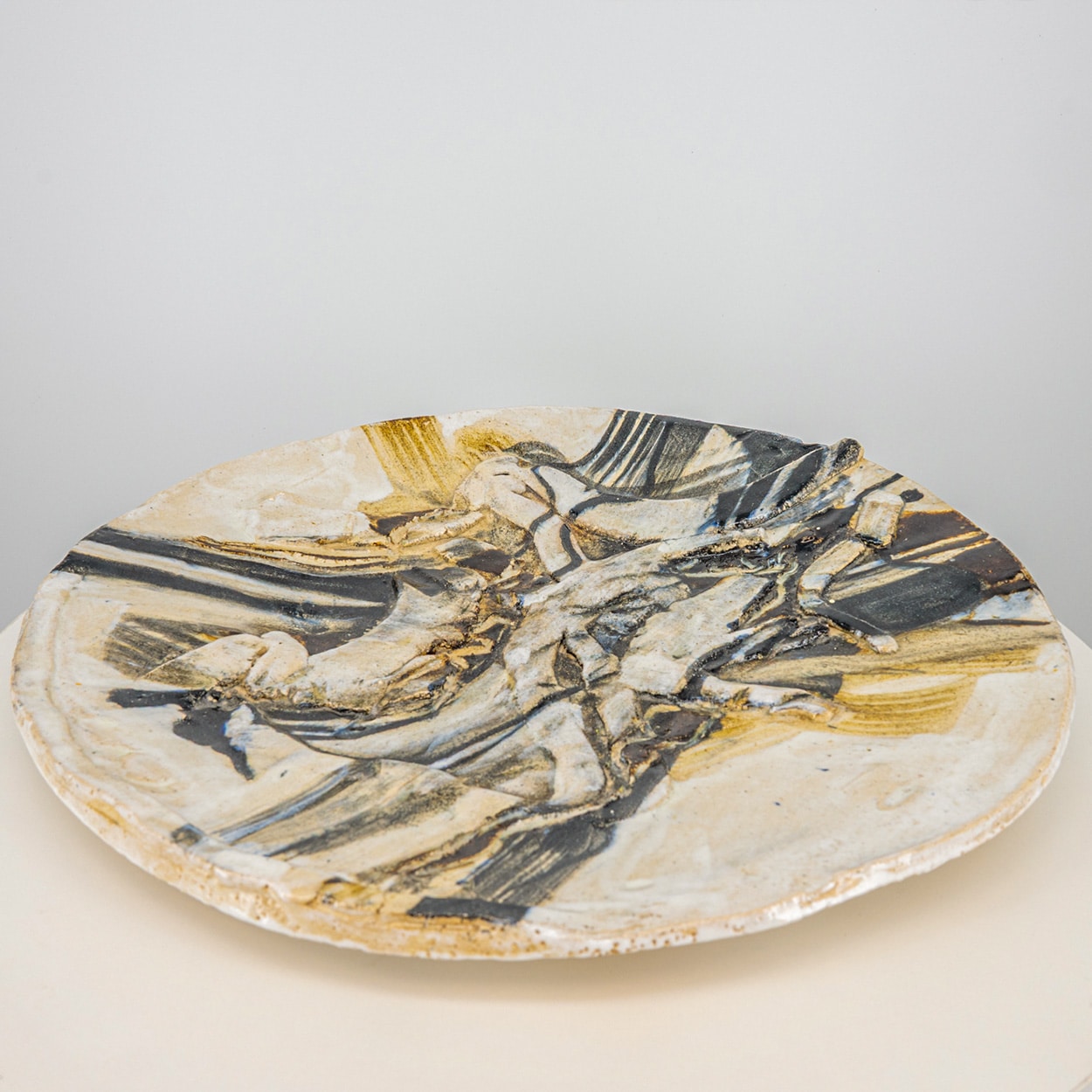 Round Ceramic Plate, Signed by Jeppe Hagedorn, Denmark 1960s