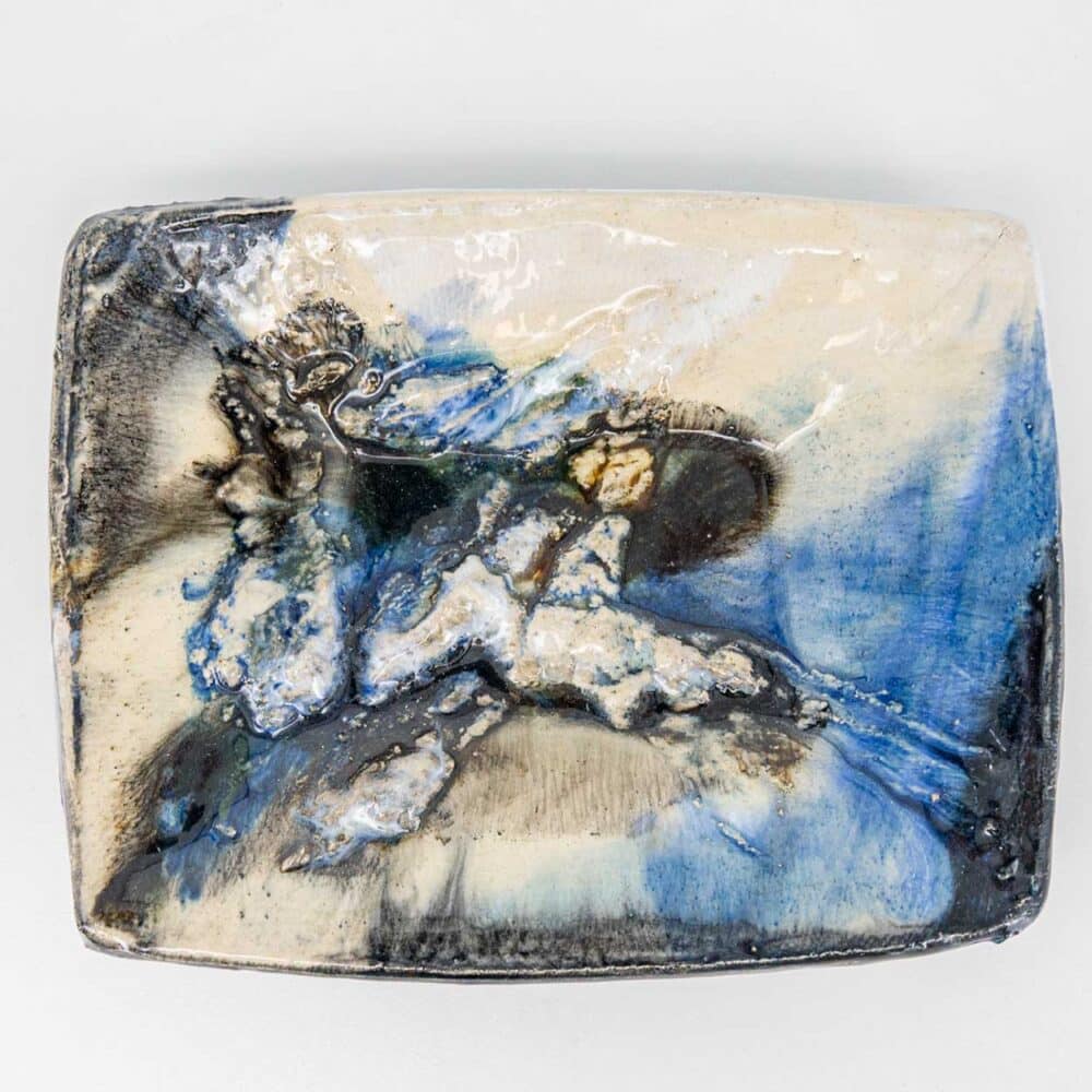 Blue Ceramic Plate, Signed by Jeppe Hagedorn, Denmark 1960s