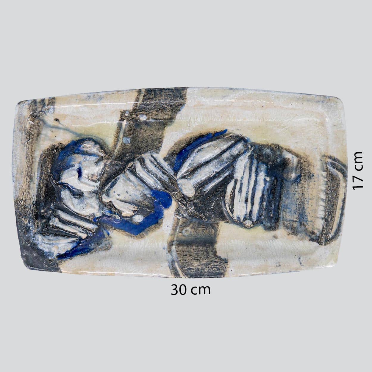 Waves Ceramic Plate, Signed by Jeppe Hagedorn, Denmark 1960s