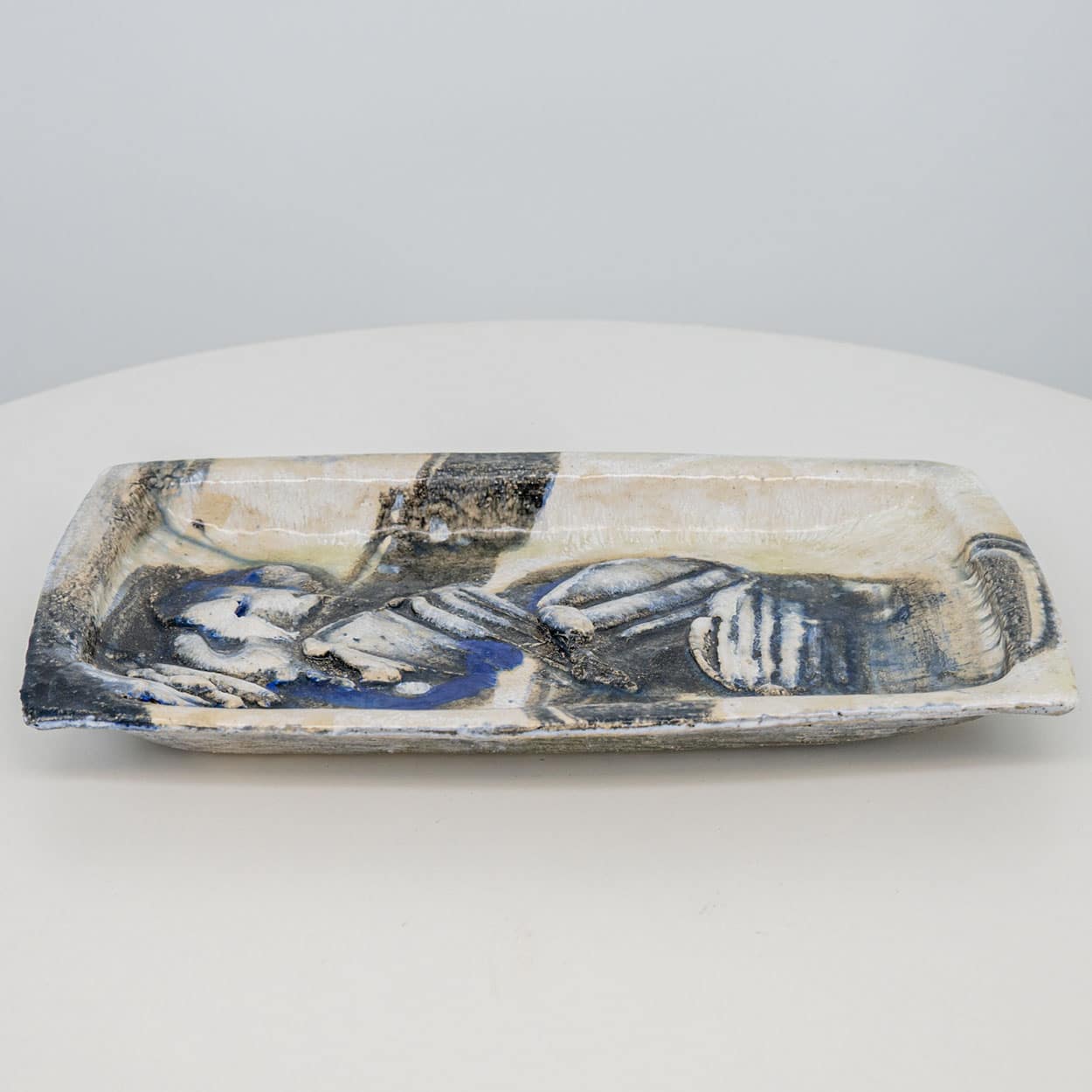 Waves Ceramic Plate, Signed by Jeppe Hagedorn, Denmark 1960s