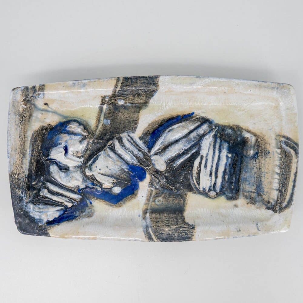 Waves Ceramic Plate, Signed by Jeppe Hagedorn, Denmark 1960s