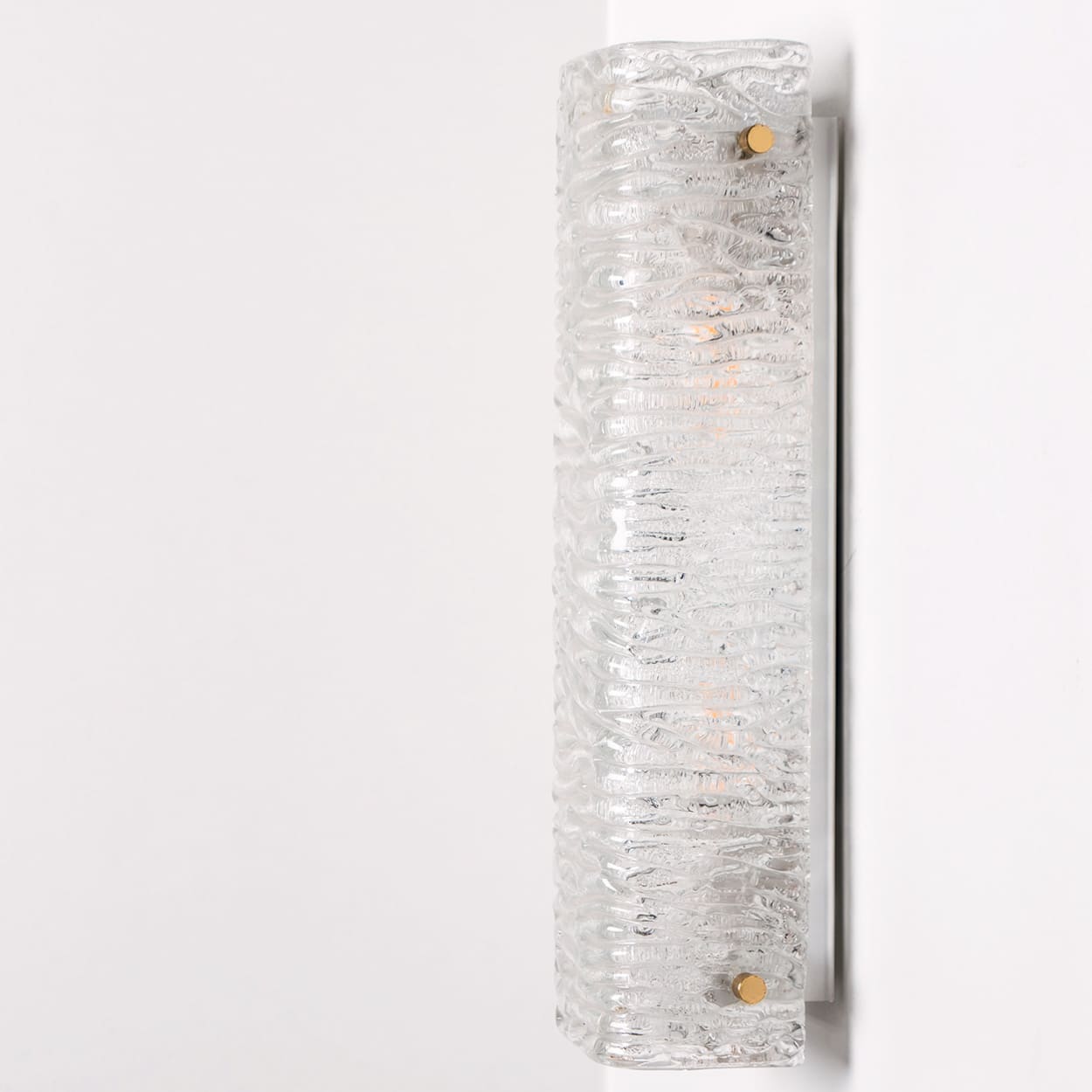 Several Large Structured Kaiser Wave Glass and Brass Wall Lights, 1970