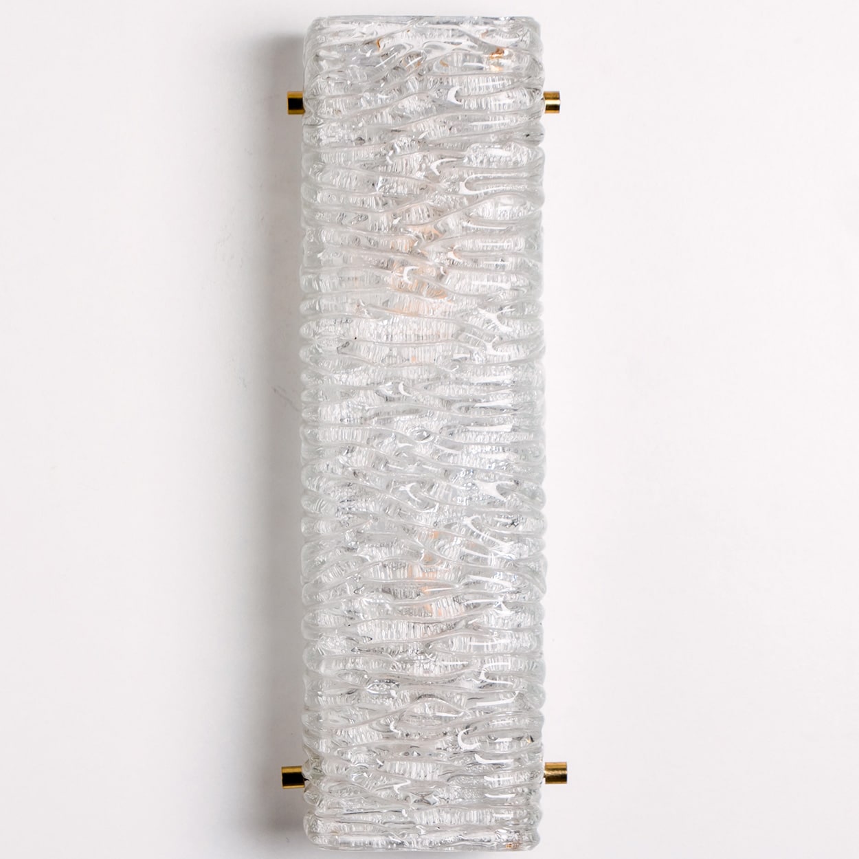 Several Large Structured Kaiser Wave Glass and Brass Wall Lights, 1970