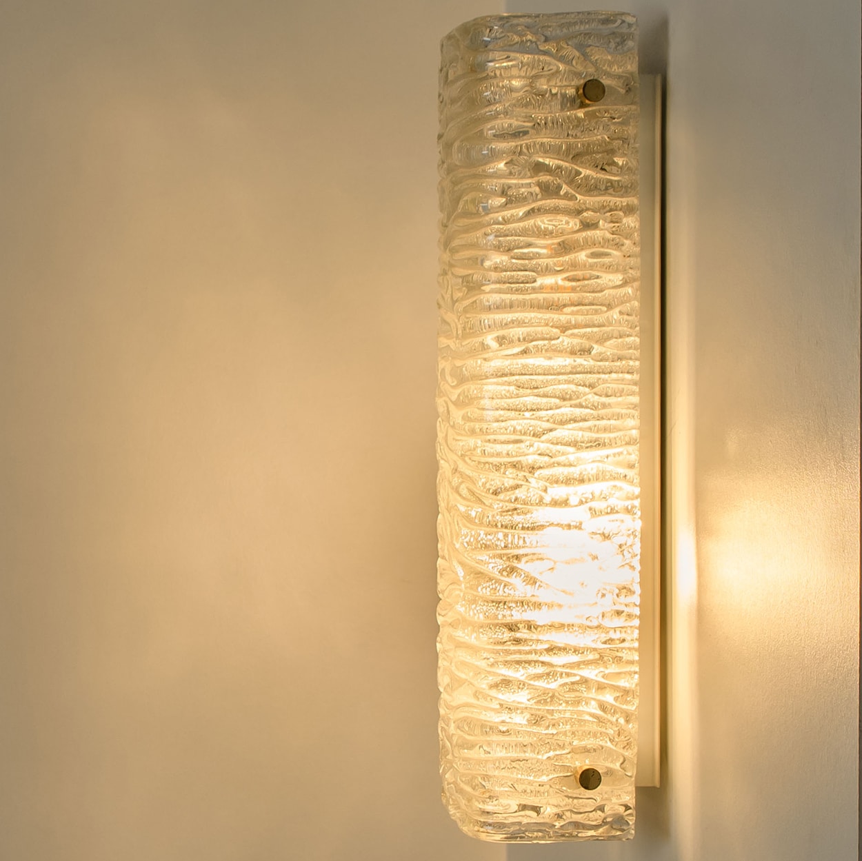 Several Large Structured Kaiser Wave Glass and Brass Wall Lights, 1970