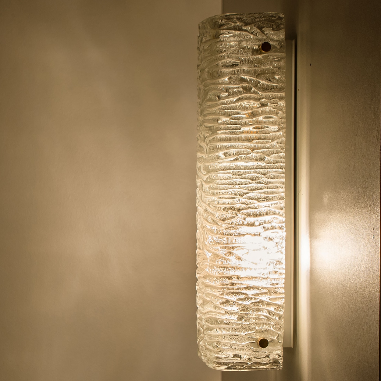 Several Large Structured Kaiser Wave Glass and Brass Wall Lights, 1970