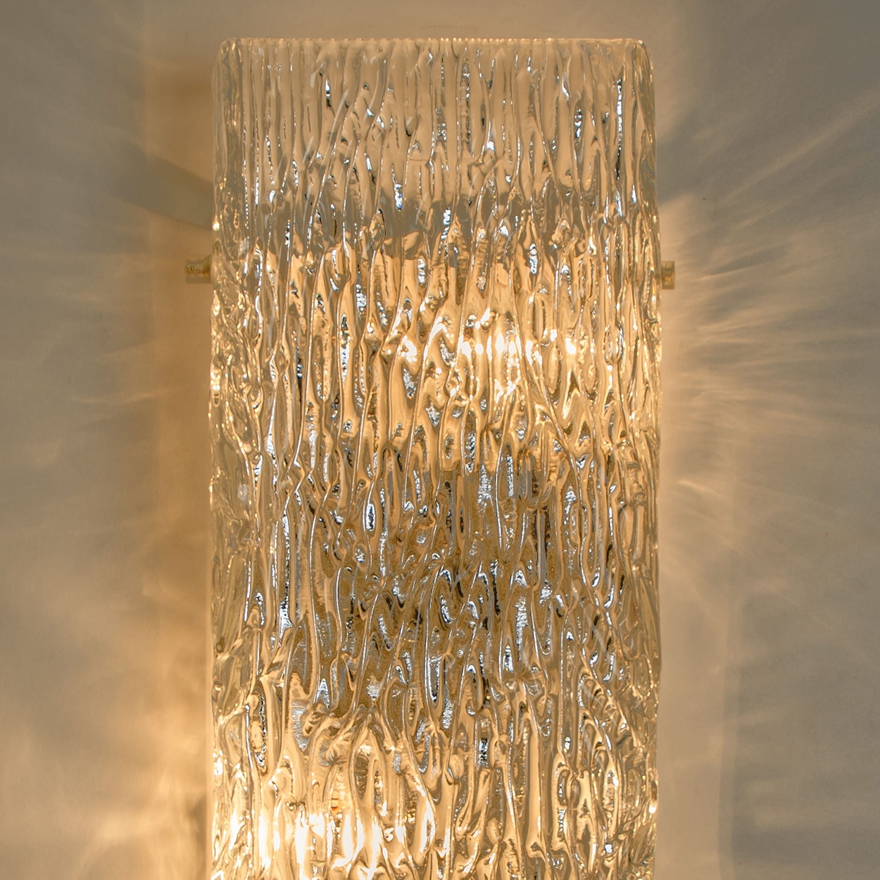 1 of the 6 Kalmar Wave Glass Wall Lights White Metal, 1970s