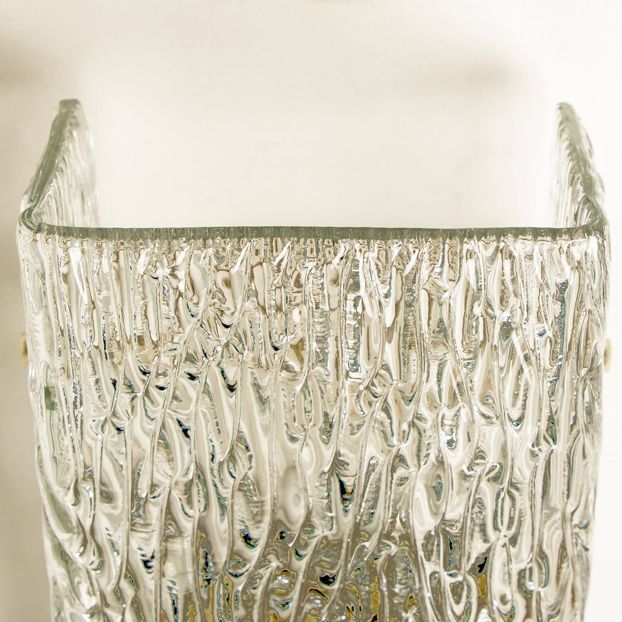 1 of the 6 Kalmar Wave Glass Wall Lights White Metal, 1970s