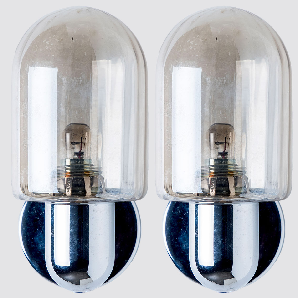 Pair of Markslöjd Silver Chrome Wall Lights with Smoked Glass, Sweden
