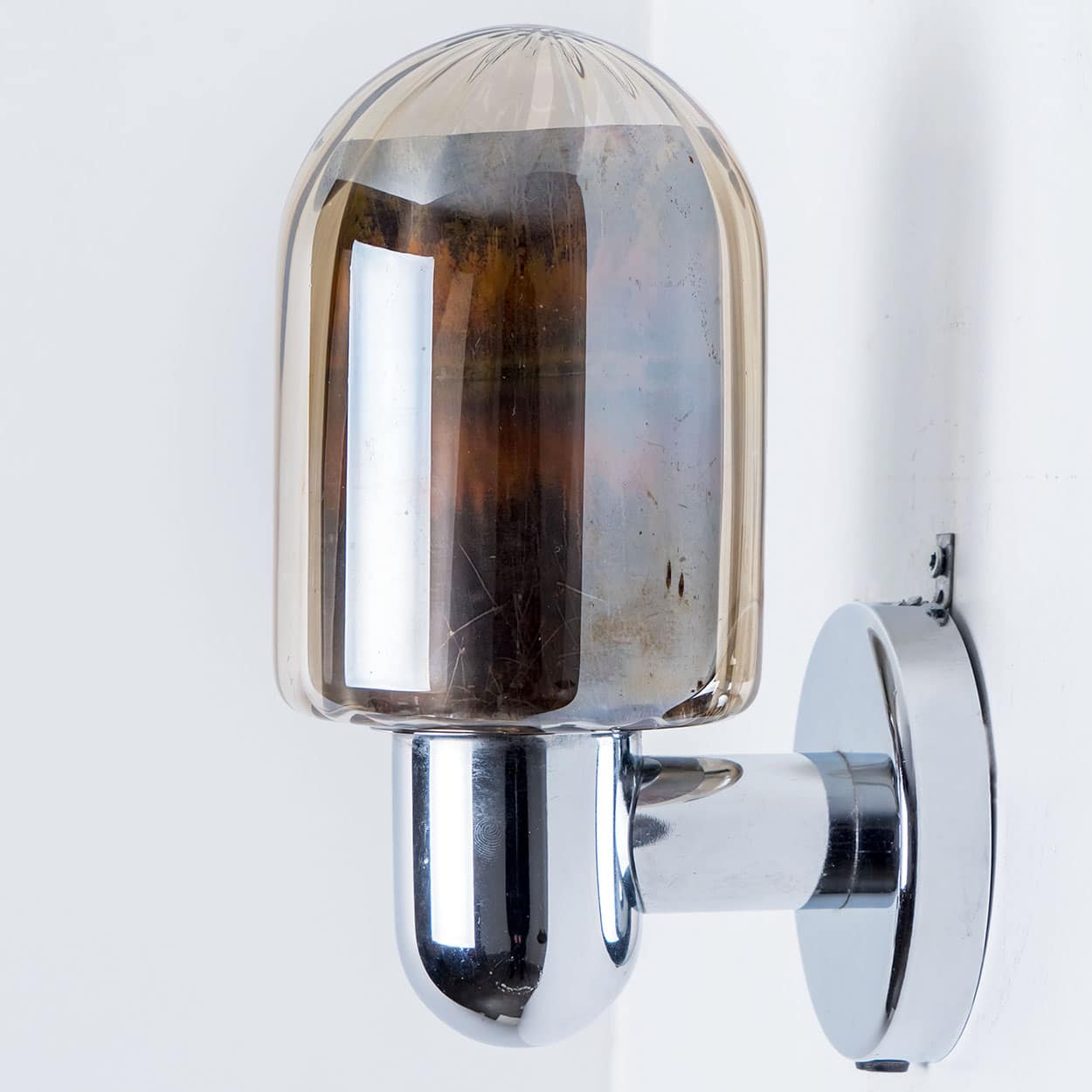 Pair of Markslöjd Silver Chrome Wall Lights with Smoked Glass, Sweden