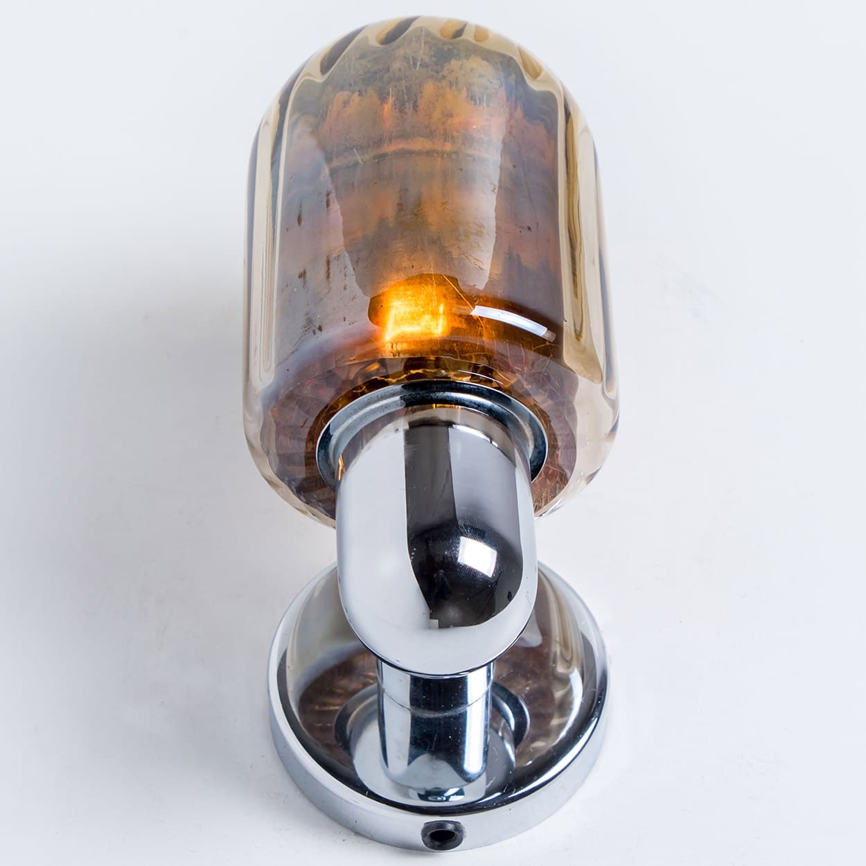Pair of Markslöjd Silver Chrome Wall Lights with Smoked Glass, Sweden