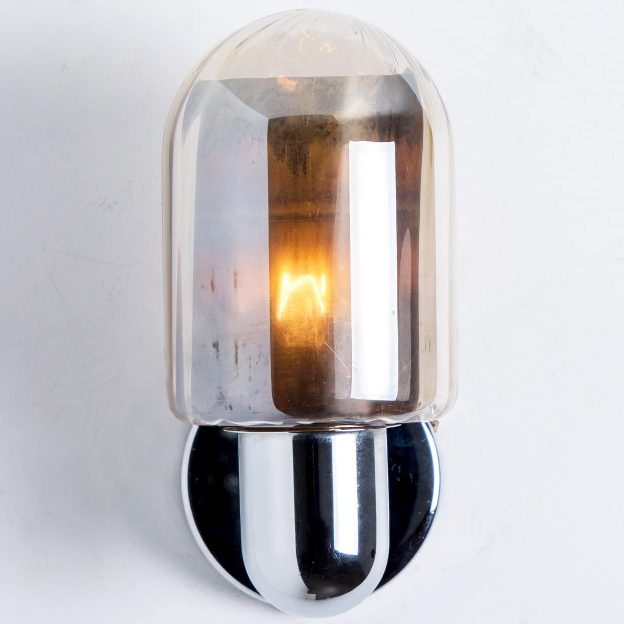 Pair of Markslöjd Silver Chrome Wall Lights with Smoked Glass, Sweden