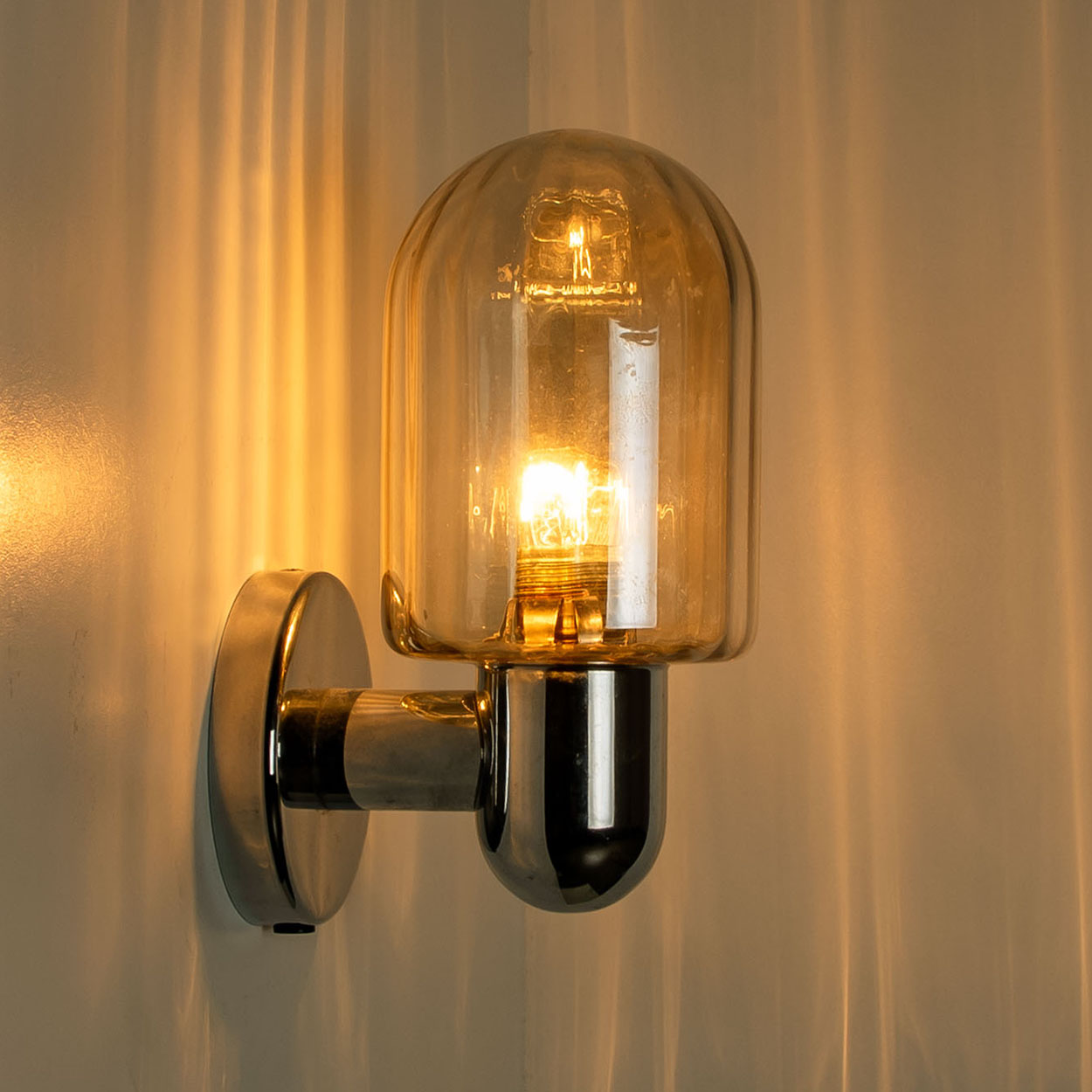 Pair of Markslöjd Silver Chrome Wall Lights with Smoked Glass, Sweden