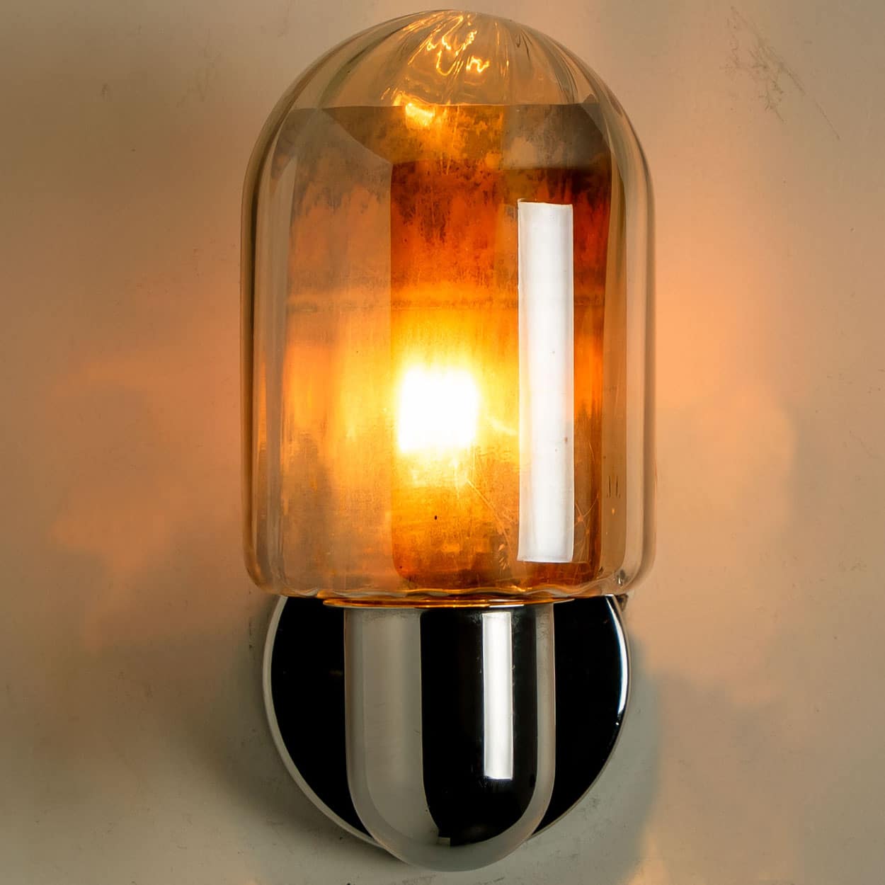 Pair of Markslöjd Silver Chrome Wall Lights with Smoked Glass, Sweden
