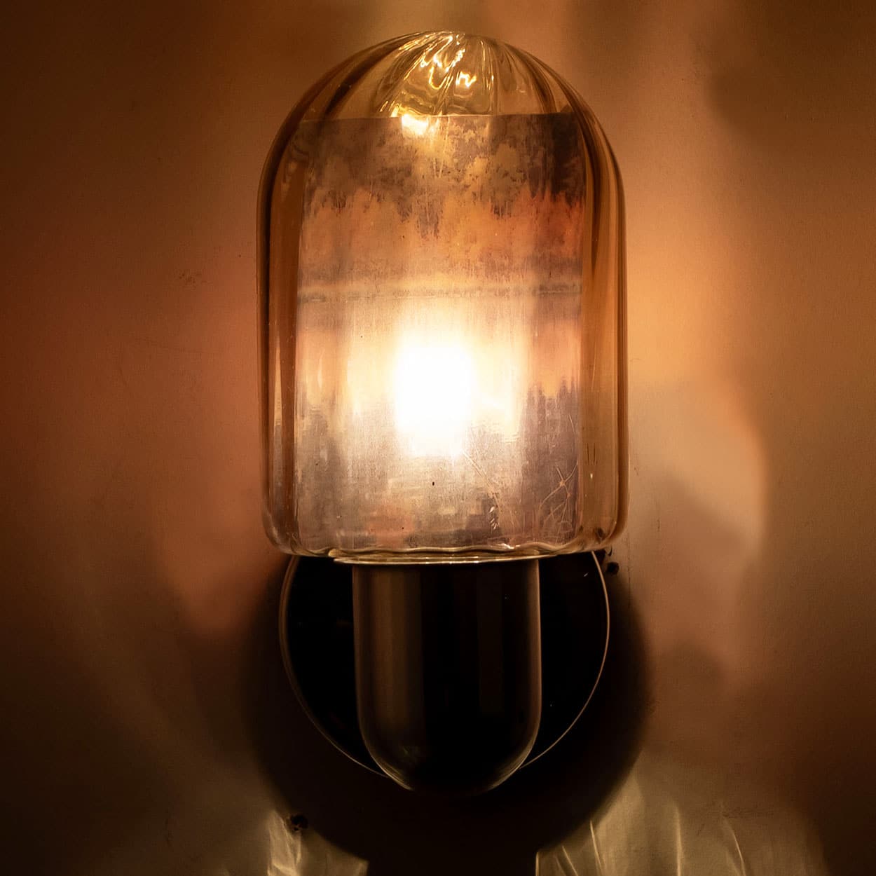 Pair of Markslöjd Silver Chrome Wall Lights with Smoked Glass, Sweden