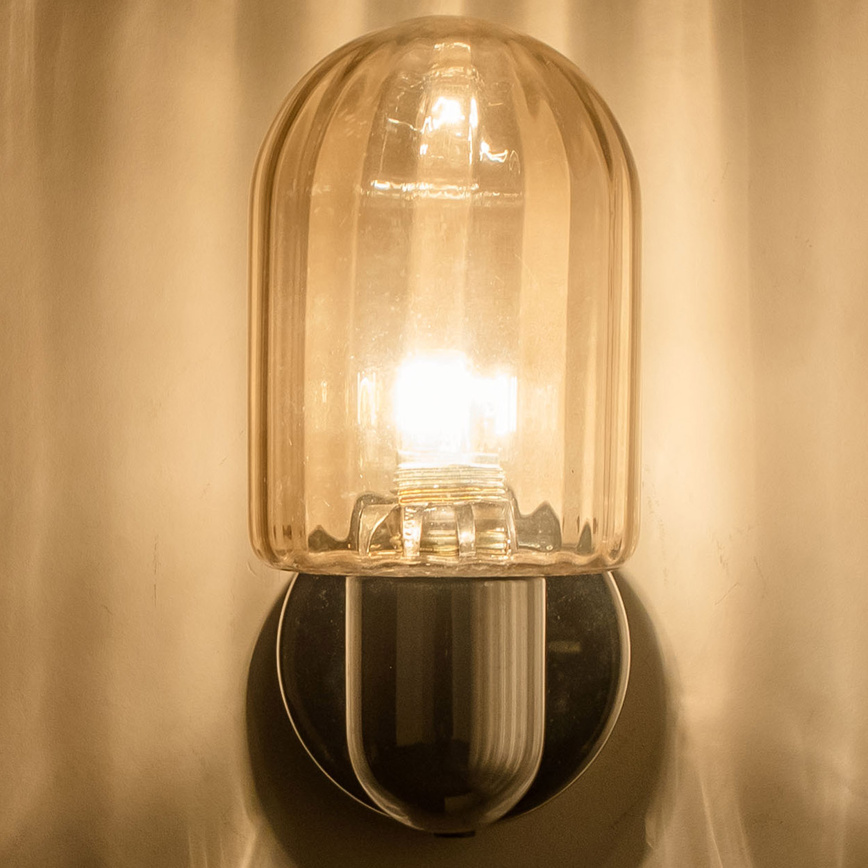 Pair of Markslöjd Silver Chrome Wall Lights with Smoked Glass, Sweden