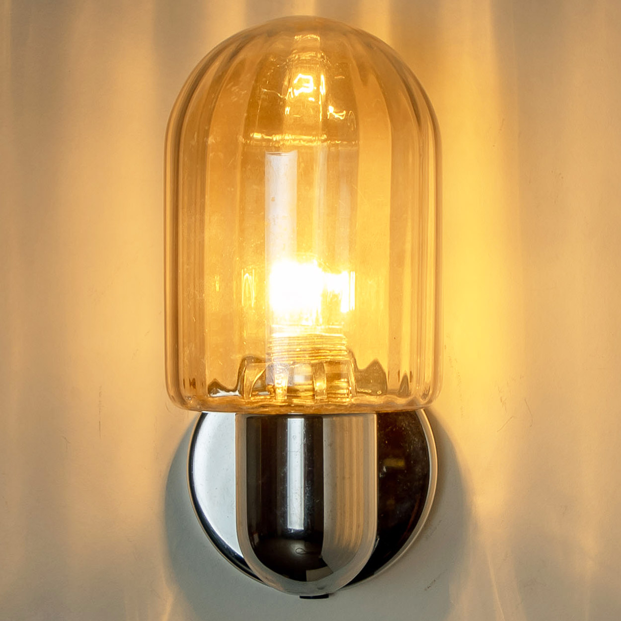 Pair of Markslöjd Silver Chrome Wall Lights with Smoked Glass, Sweden