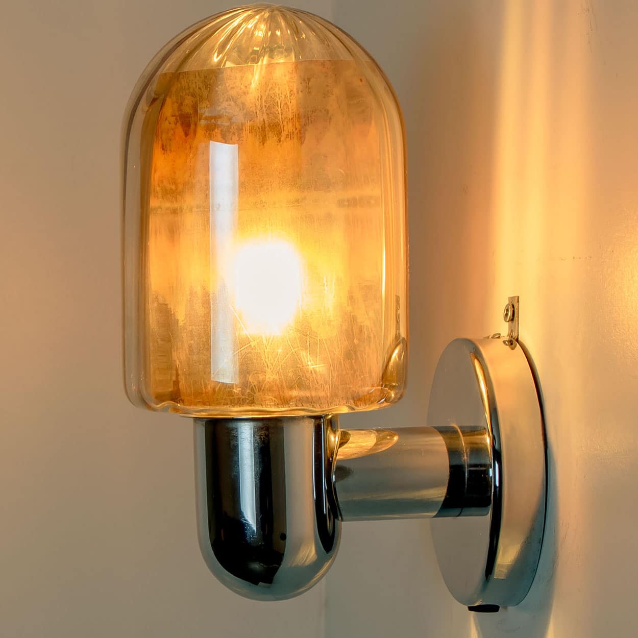 Pair of Markslöjd Silver Chrome Wall Lights with Smoked Glass, Sweden