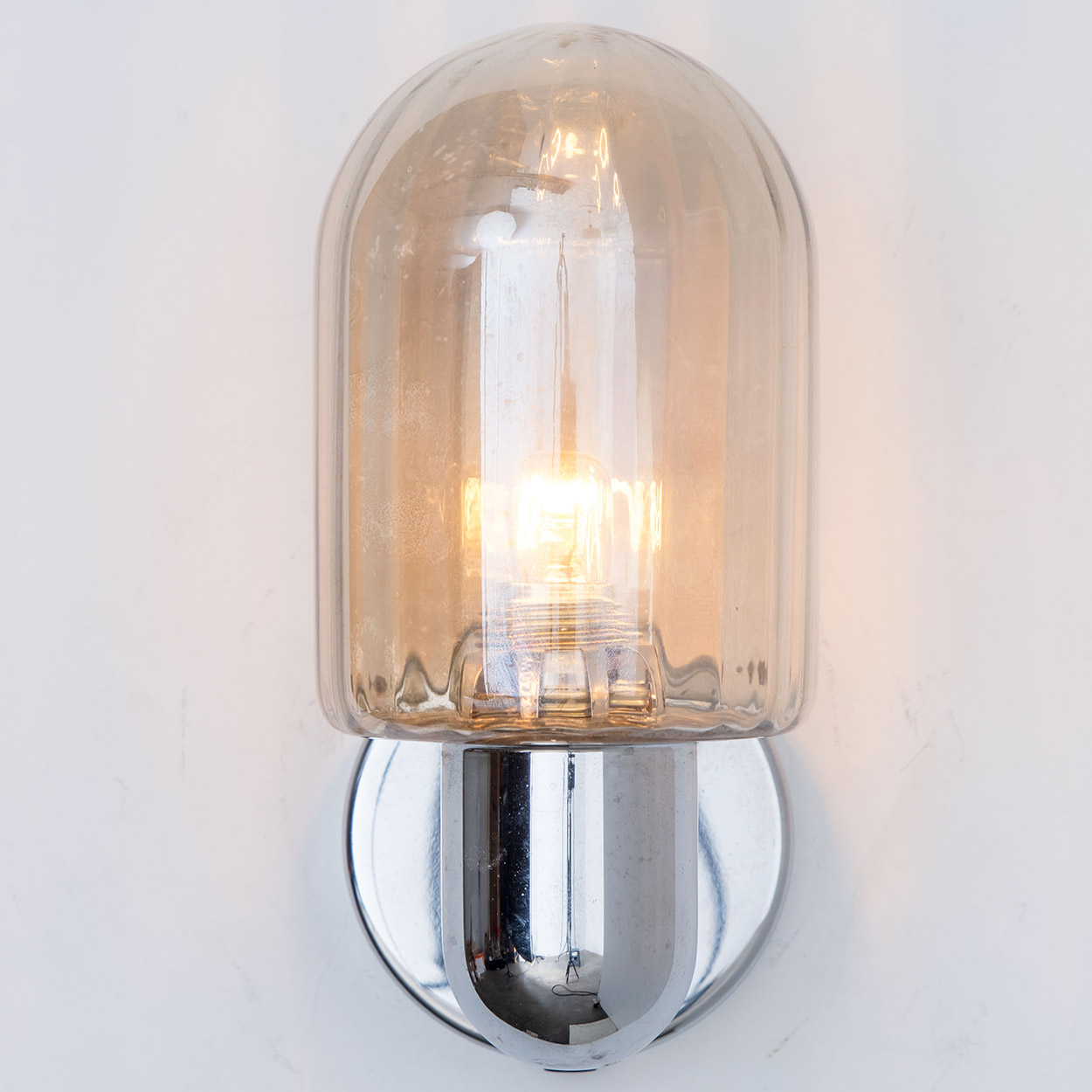 Pair of Markslöjd Silver Chrome Wall Lights with Smoked Glass, Sweden