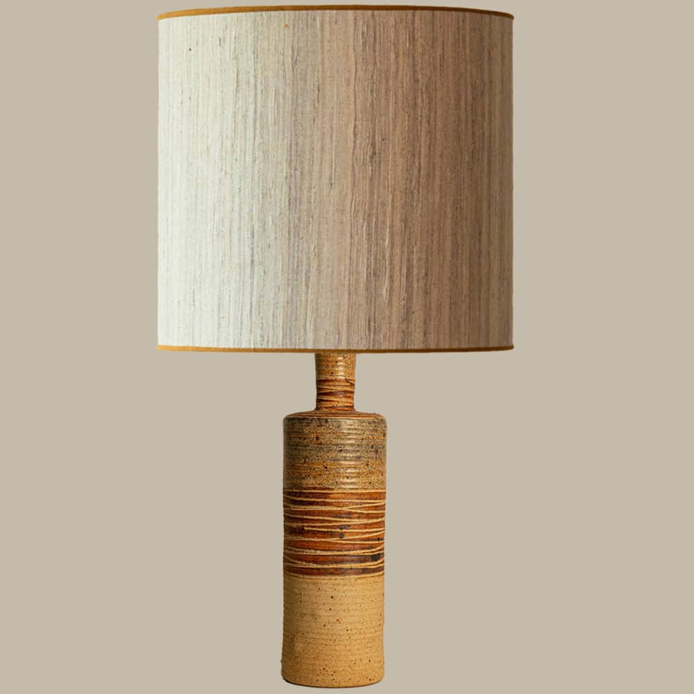 XL Neutral Ceramic Floor Table Lamp, Natural Lampshade by R. Houben