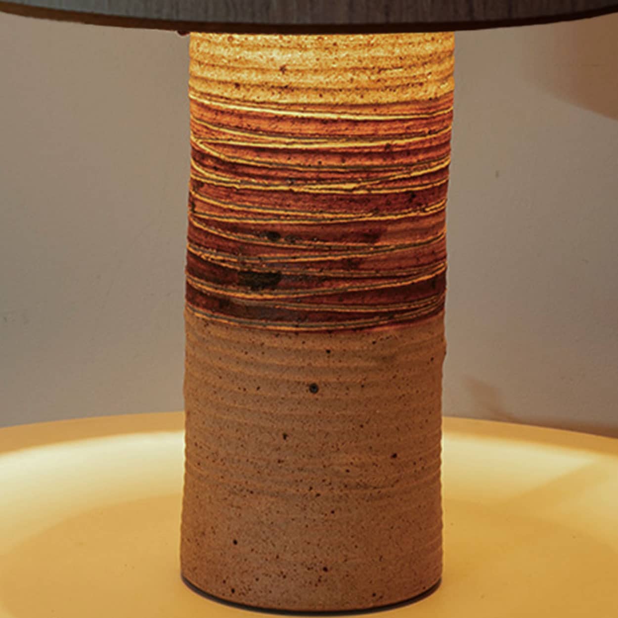 XL Neutral Ceramic Floor Table Lamp, Natural Lampshade by R. Houben