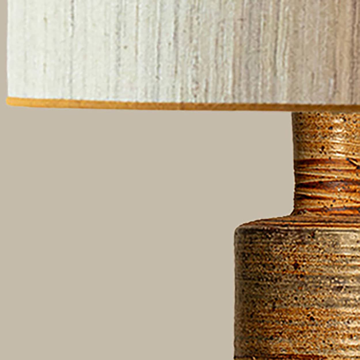XL Neutral Ceramic Floor Table Lamp, Natural Lampshade by R. Houben