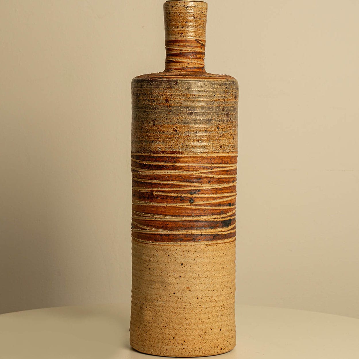 XL Neutral Ceramic Floor Table Lamp, Natural Lampshade by R. Houben