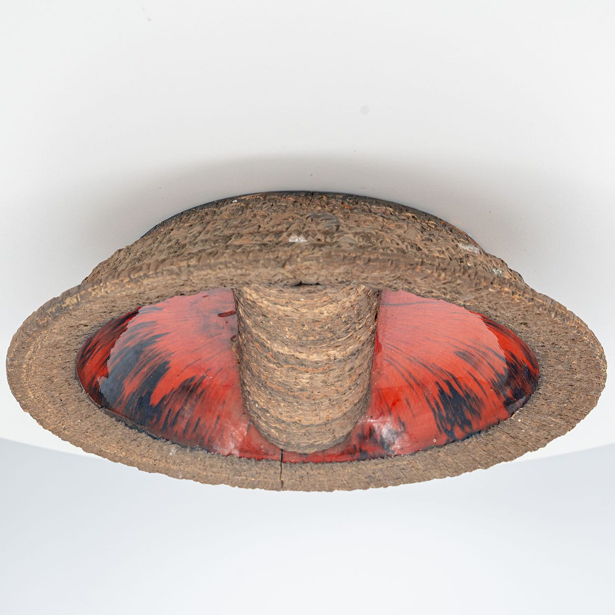 Red Ceramic Round Wall Light Fat Lava, Denmark 1970