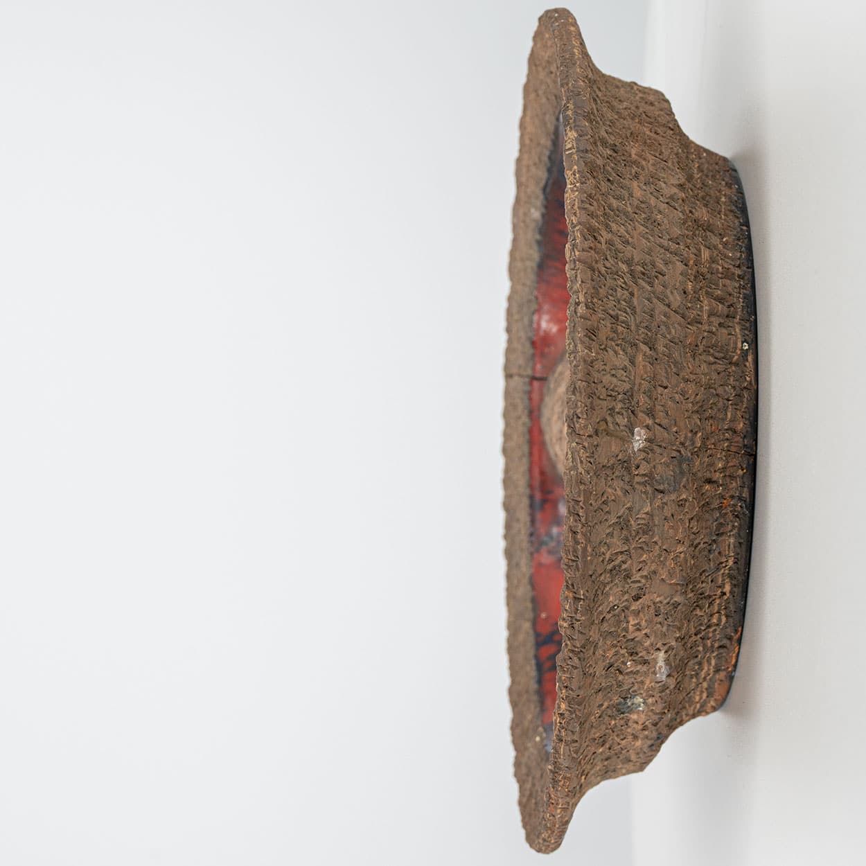 Red Ceramic Round Wall Light Fat Lava, Denmark 1970