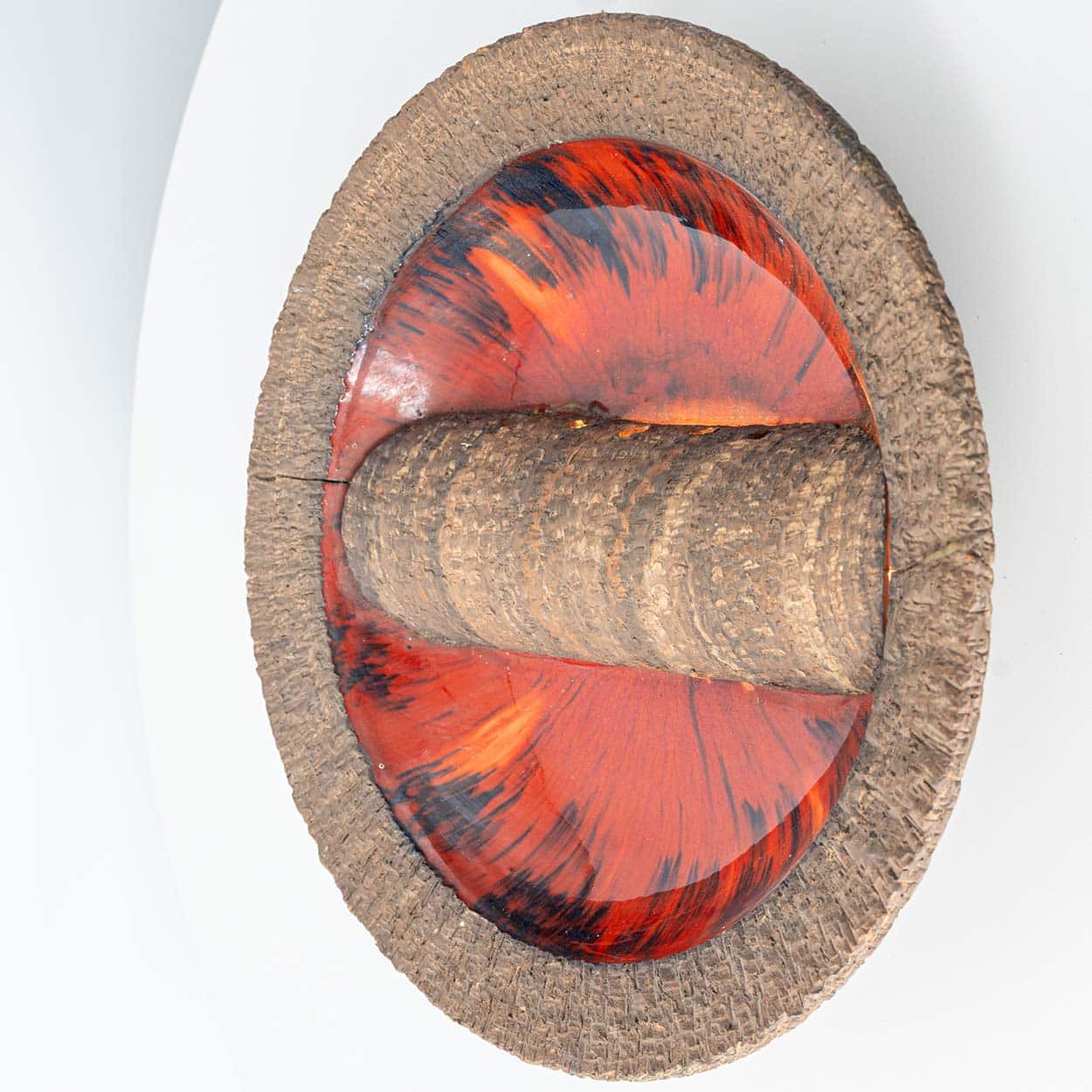 Red Ceramic Round Wall Light Fat Lava, Denmark 1970