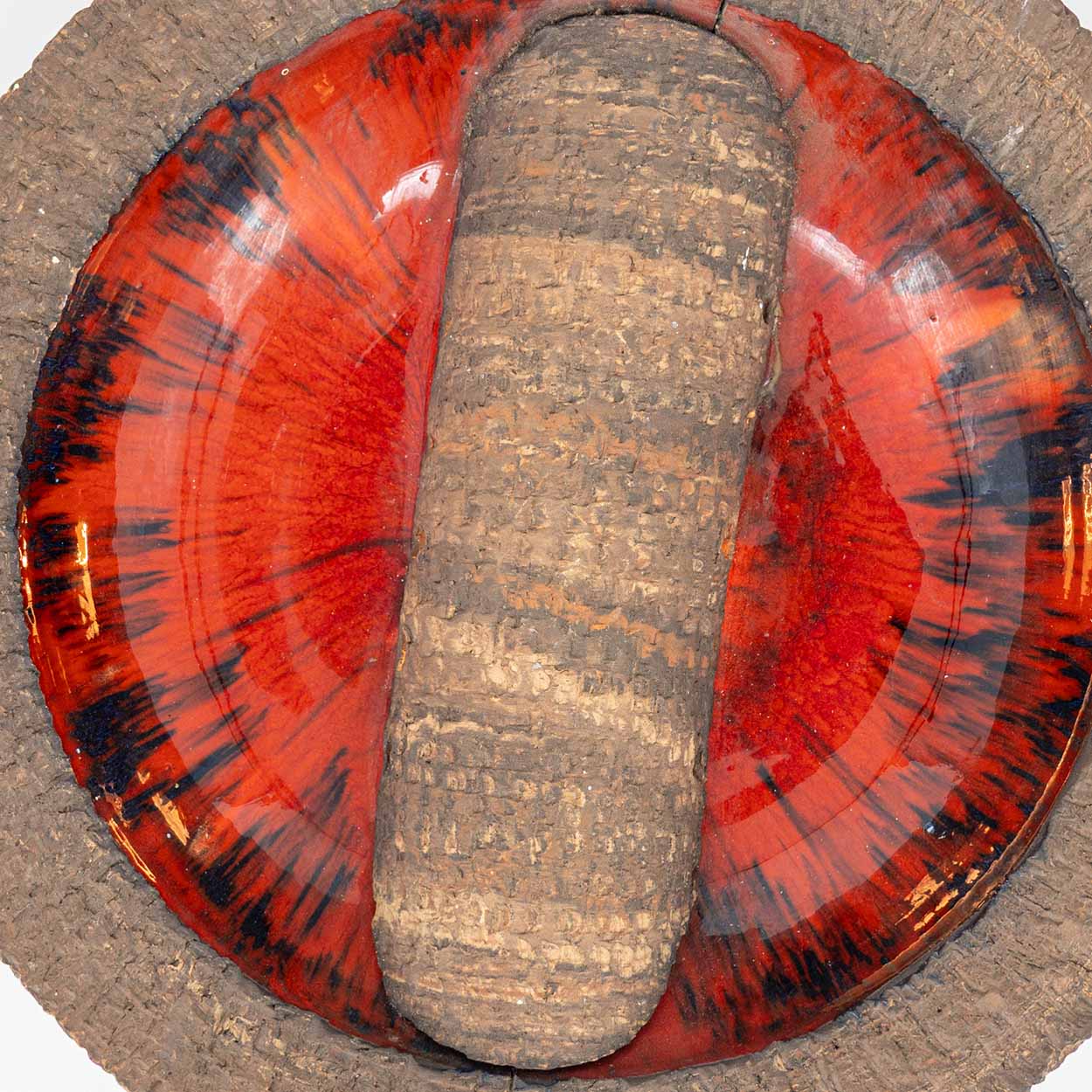 Red Ceramic Round Wall Light Fat Lava, Denmark 1970
