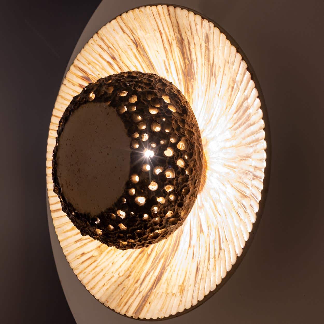 Ceramic Round Wall Light Holes in the style of Axella, Denmark 1970