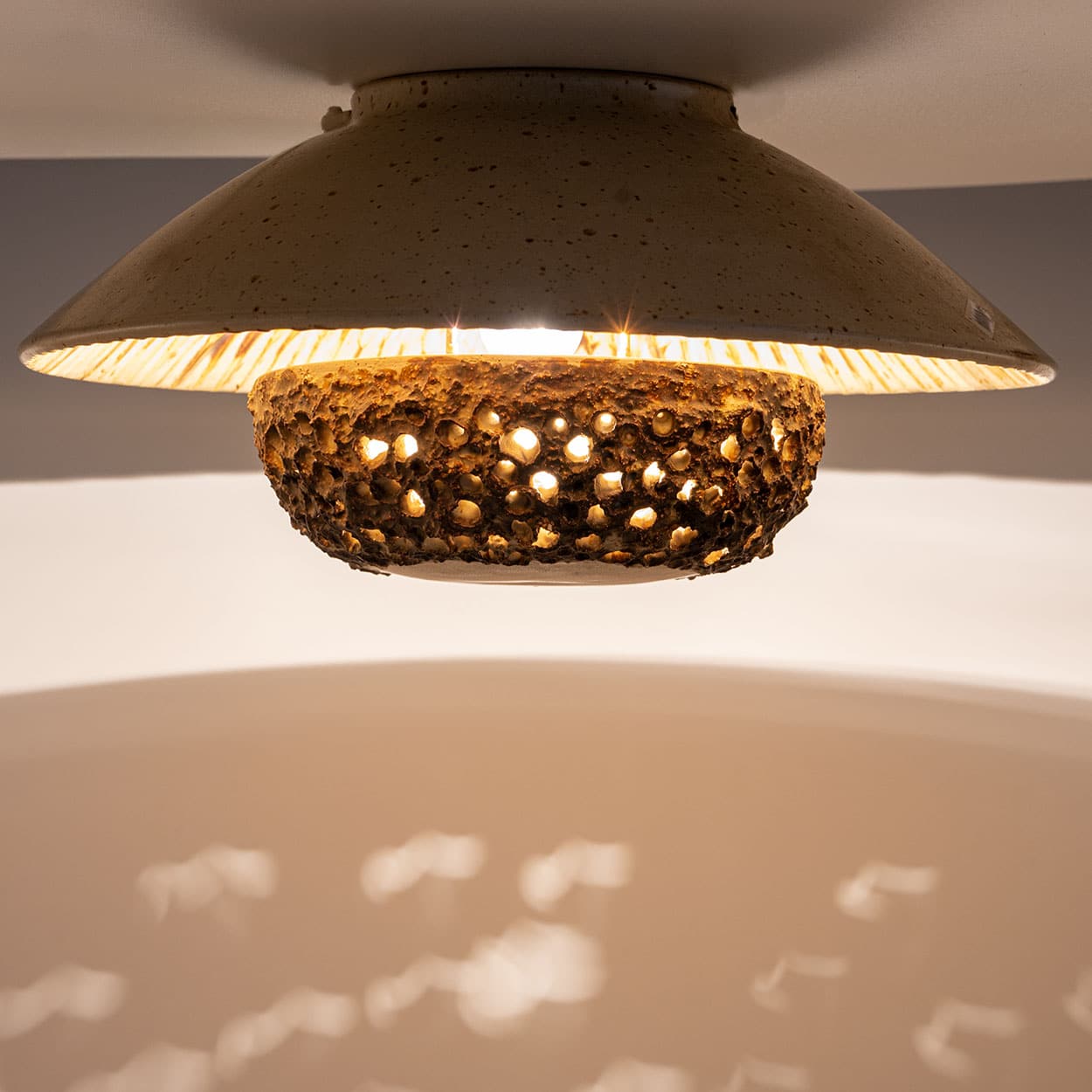 Ceramic Round Wall Light Holes in the style of Axella, Denmark 1970