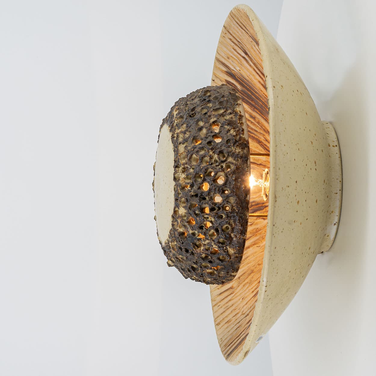Ceramic Round Wall Light Holes in the style of Axella, Denmark 1970