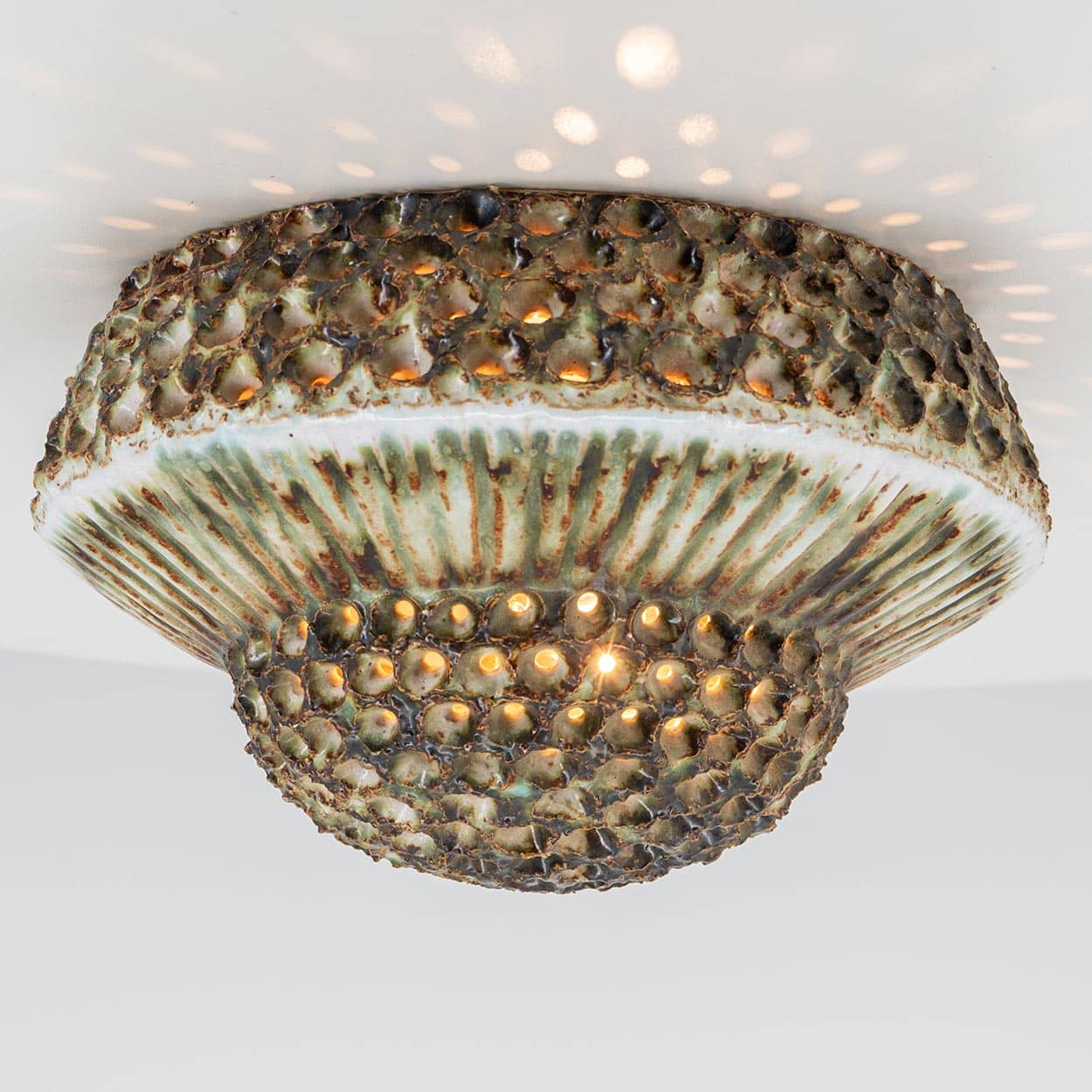 Ceramic Round Wall Light Holes in the style of Axella, Denmark 1970