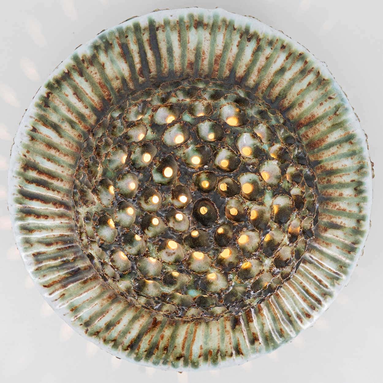 Ceramic Round Wall Light Holes in the style of Axella, Denmark 1970