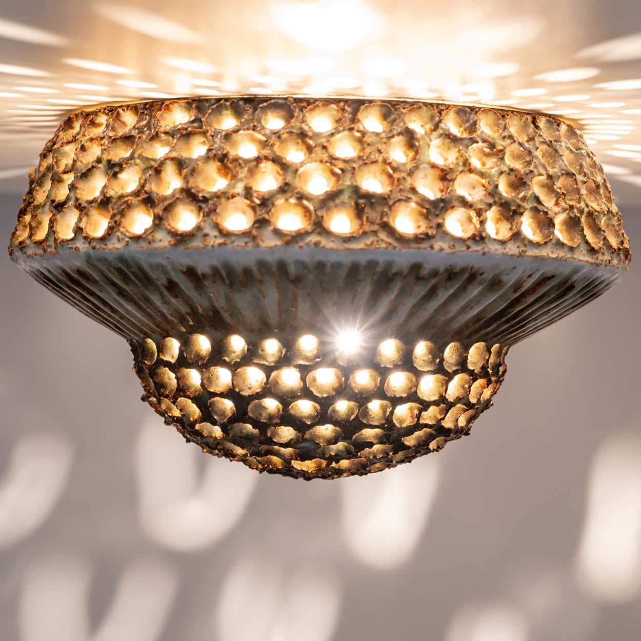 Ceramic Round Wall Light Holes in the style of Axella, Denmark 1970