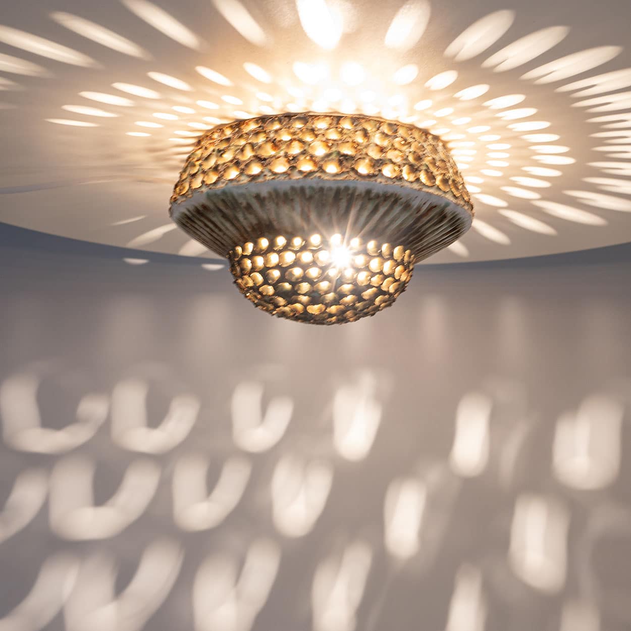 Ceramic Round Wall Light Holes in the style of Axella, Denmark 1970