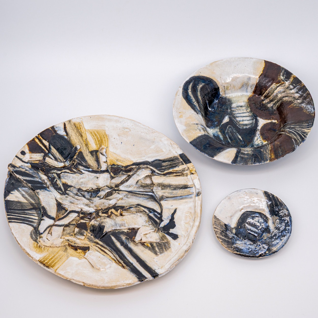 Set of Stunning Round Ceramic Plates by Jeppe Hagedorn, Denmark 1960s