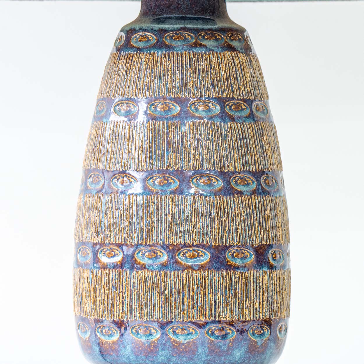 Ceramic Textured Lamp by Soholm, Custom Dusty Pink Lampshade by R. Houben