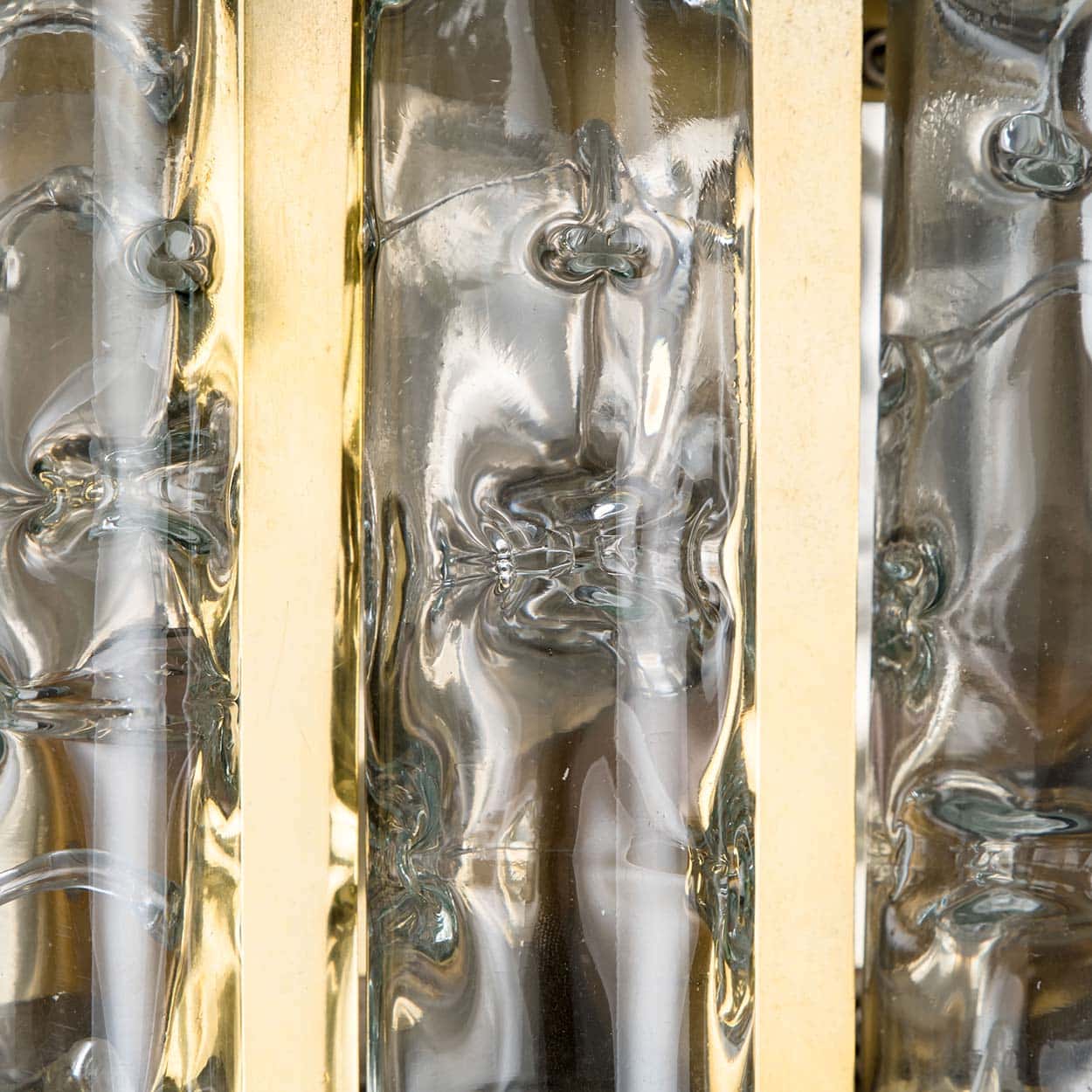 A pair of Textured Ice Glass Tubes and Brass Wall Sconce by Doria, 1970