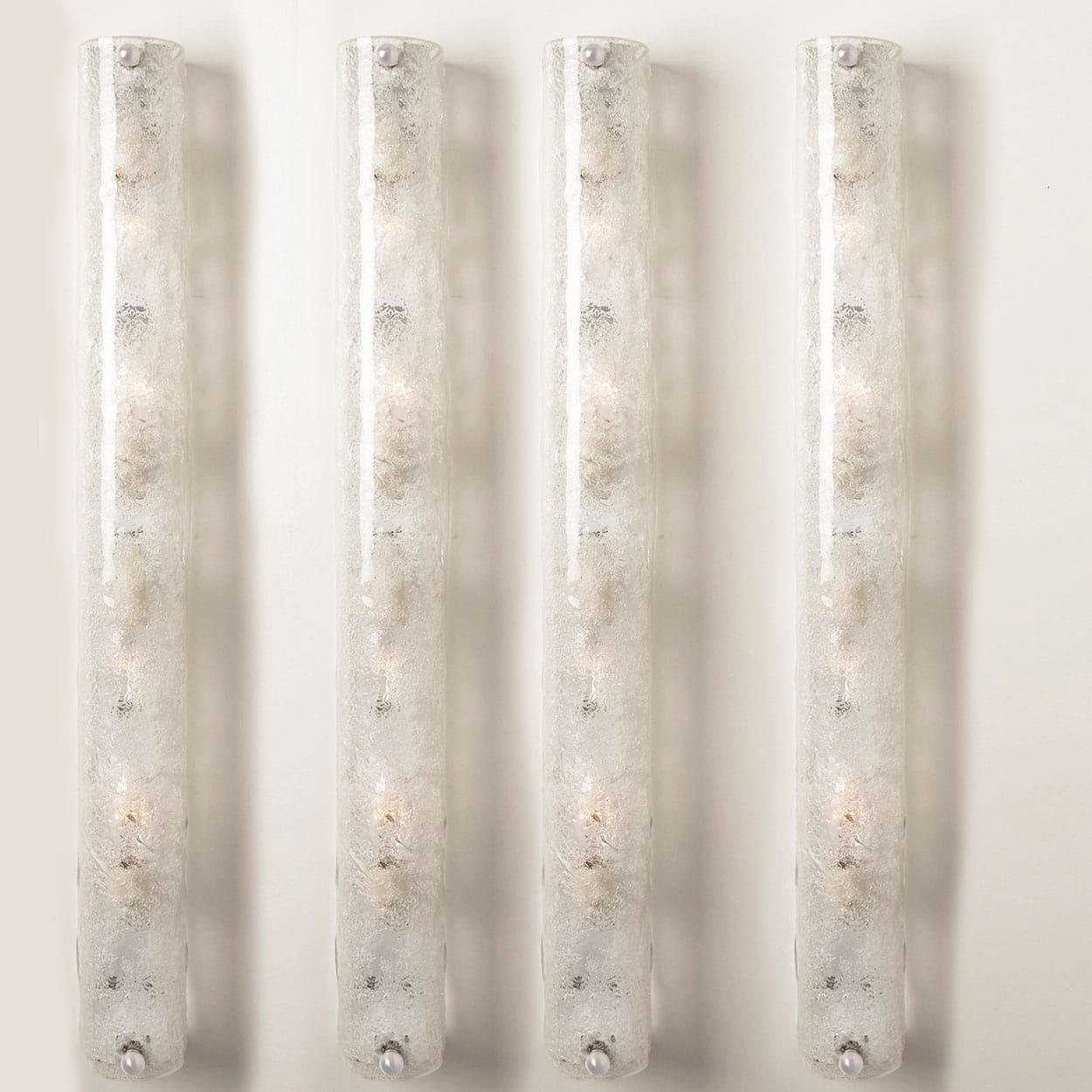 1 of the 4 Ice Glass Wall Light Fixtures by Hillebrand, Germany, 1960