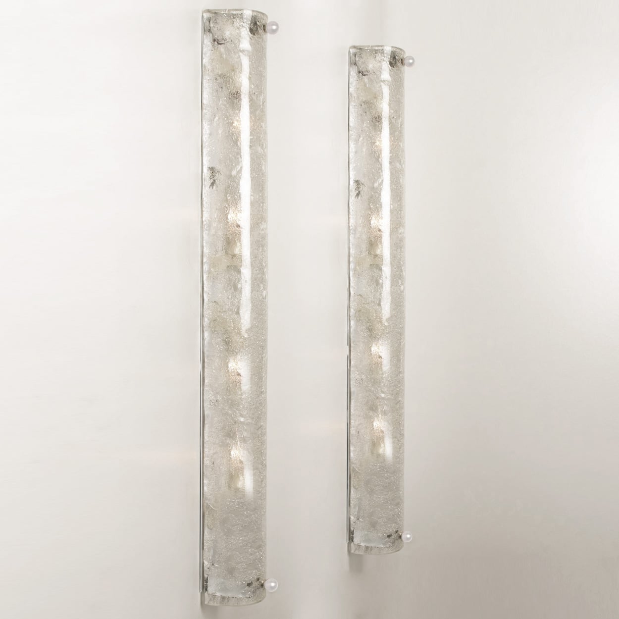 1 of the 4 Ice Glass Wall Light Fixtures by Hillebrand, Germany, 1960