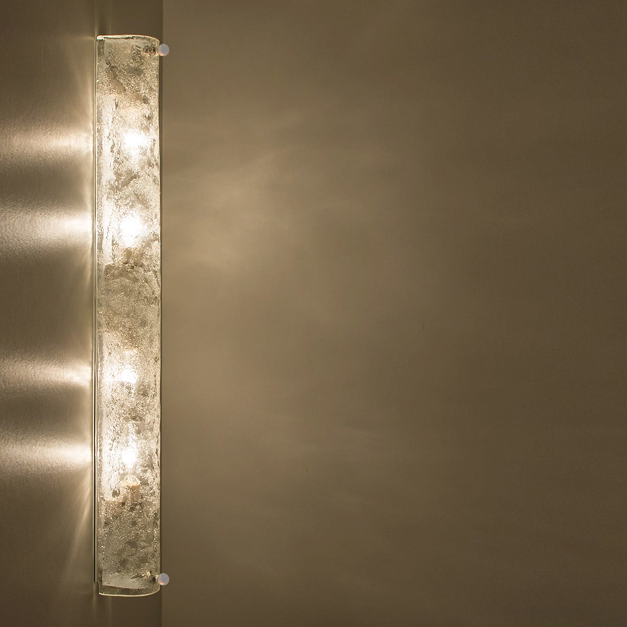 1 of the 4 Ice Glass Wall Light Fixtures by Hillebrand, Germany, 1960