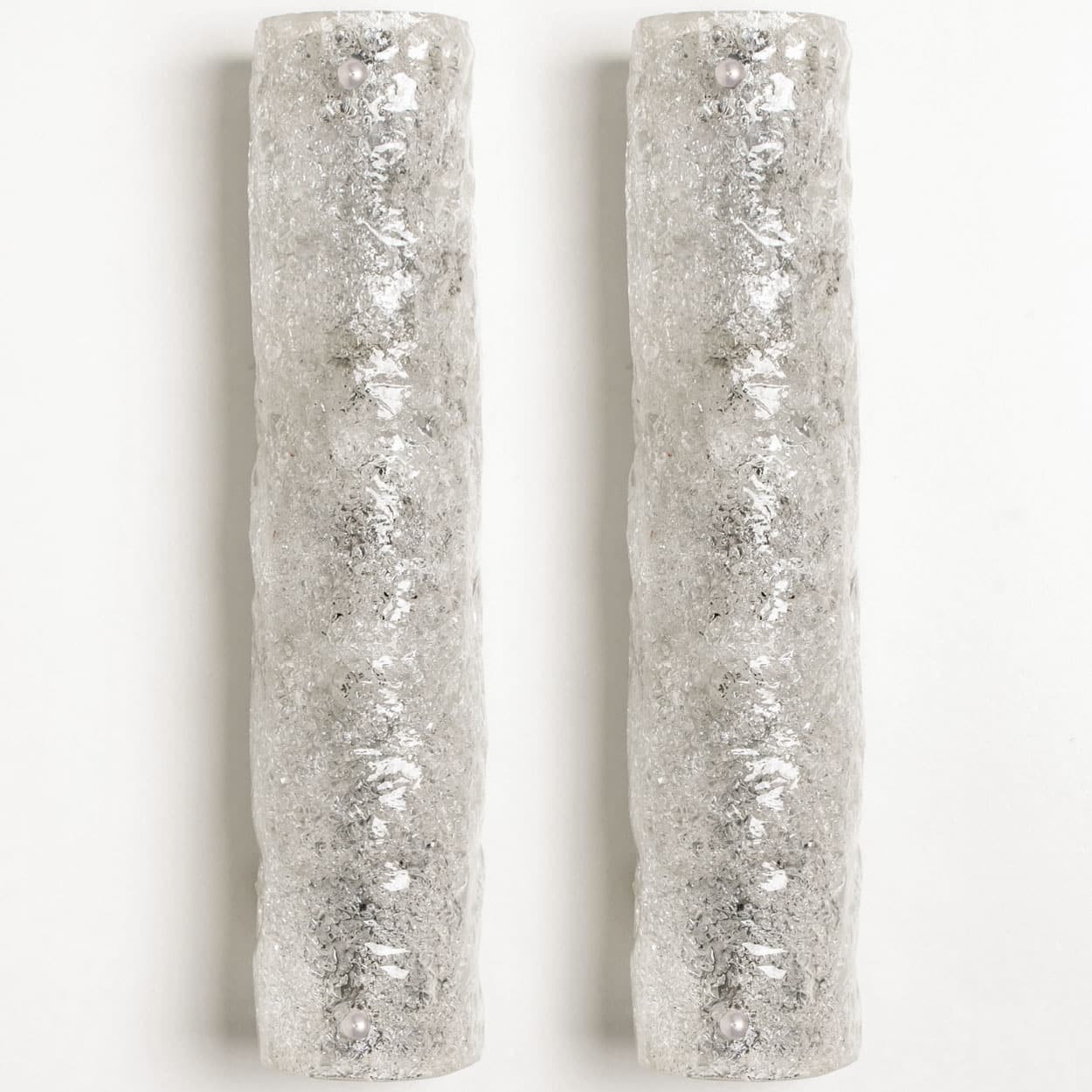 1 of the 4 Short Ice Glass Wall Light Fixtures by Hillebrand, Germany, 1960