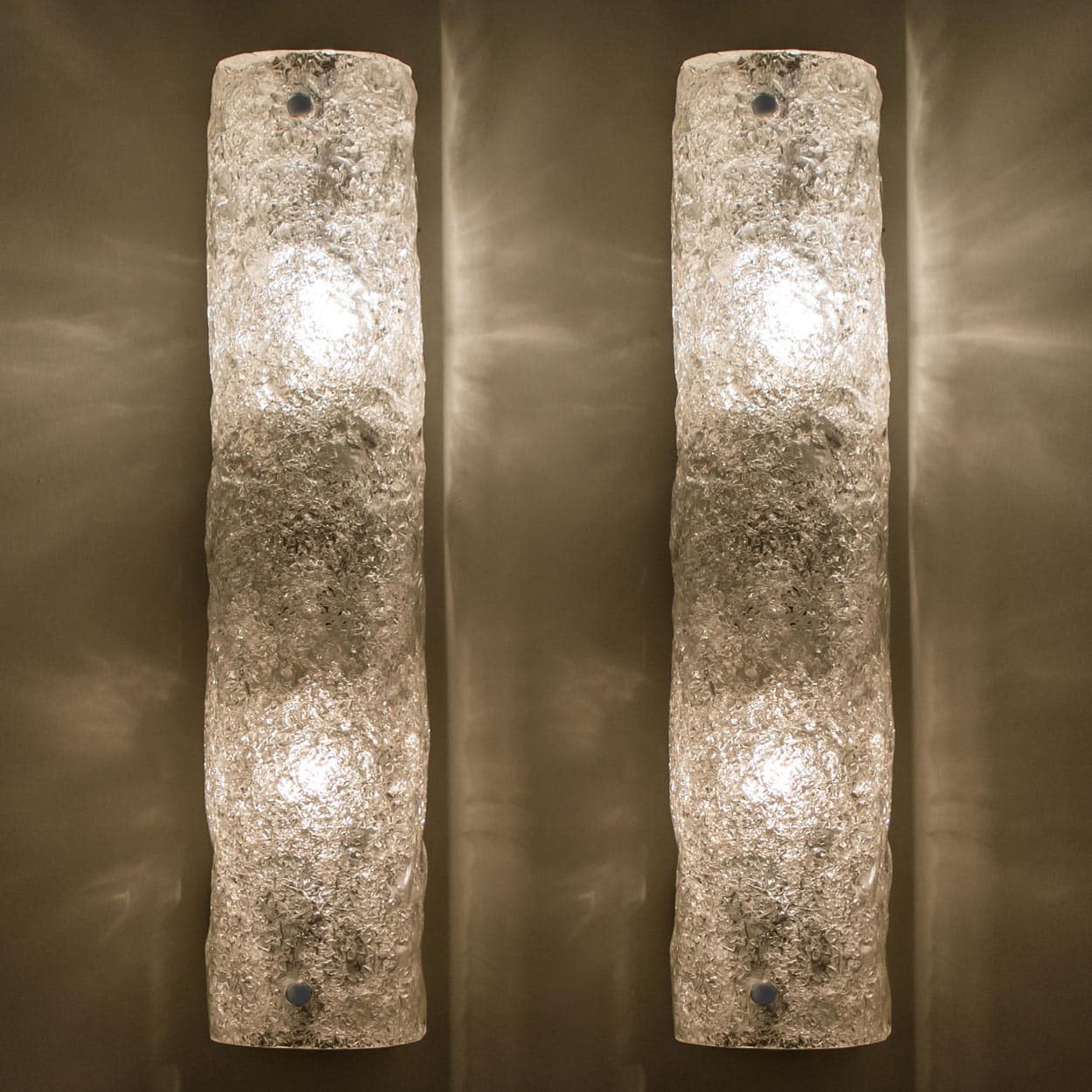 1 of the 4 Short Ice Glass Wall Light Fixtures by Hillebrand, Germany, 1960